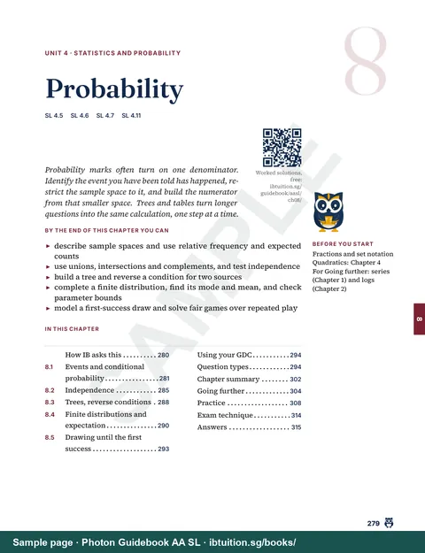 The opening page of Chapter 8, Probability