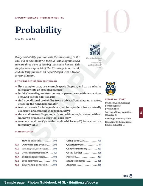 The opening page of Chapter 10, Probability