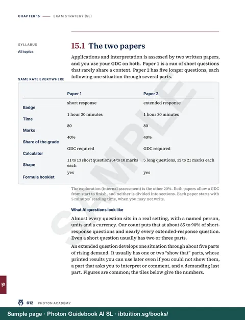 Working through Paper 1 and Paper 2 in the exam strategy chapter