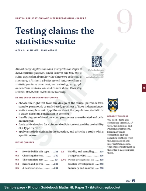 The opening page of Part B, Chapter 9: Testing claims