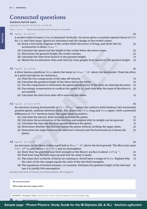 Connected questions that link forces to other topics