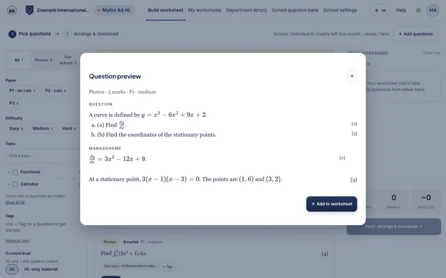 The preview window showing a printed-style question paper before download